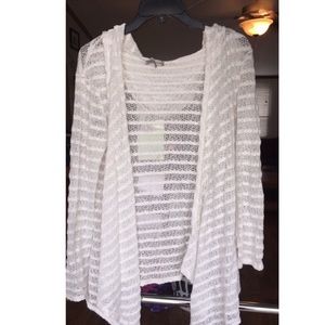 Shear hooded cardigan